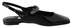 Jimmy Choo Elegant Black Patent Flats with Crystal Accent -   -  Jimmy Choo.