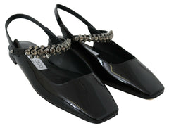 Jimmy Choo Elegant Black Patent Flats with Crystal Accent -   -  Jimmy Choo.