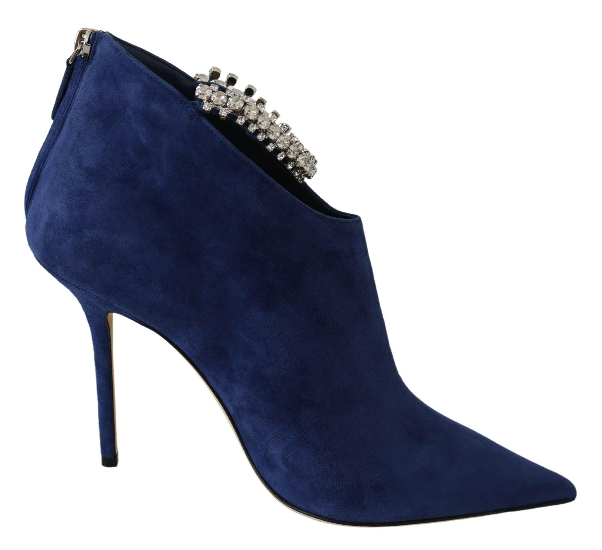 Jimmy Choo Pop Blue Crystal-Strap Heeled Boots -   -  Jimmy Choo.