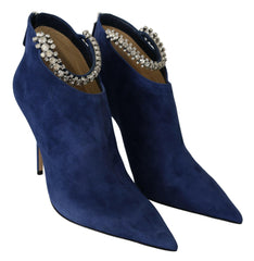 Jimmy Choo Pop Blue Crystal-Strap Heeled Boots -   -  Jimmy Choo.