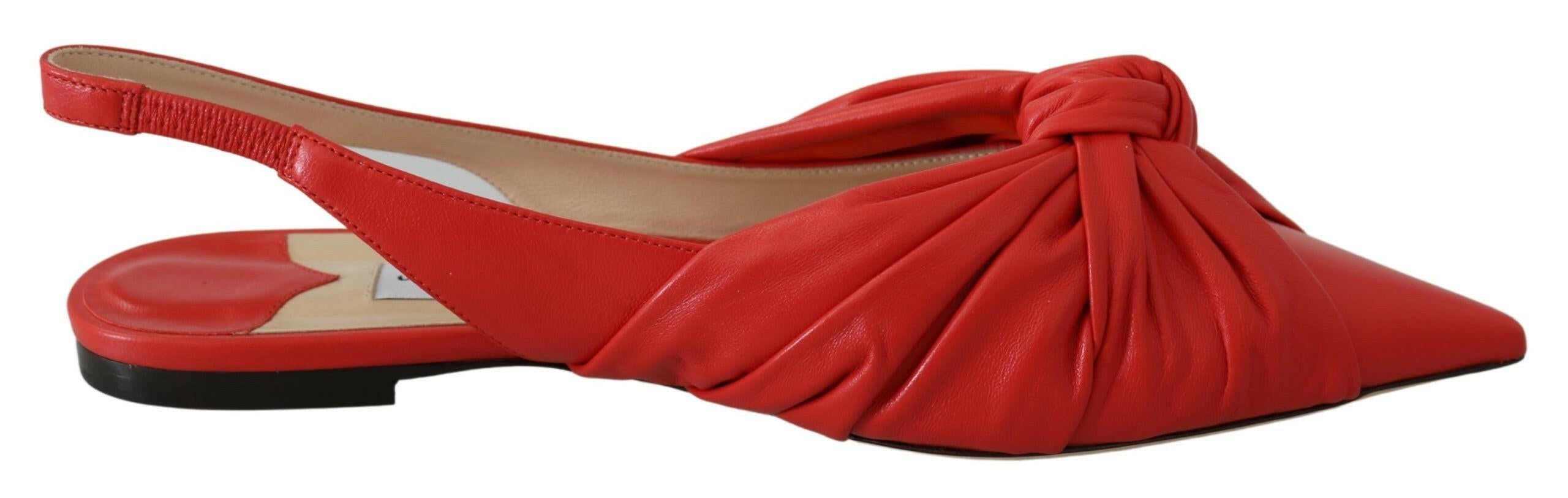 Jimmy Choo Chic Red Pointed Toe Leather Flats -   -  Jimmy Choo.
