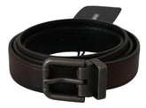 Dolce & Gabbana Solid Brown Leather Gray Buckle Belt -   -  Dolce & Gabbana.
