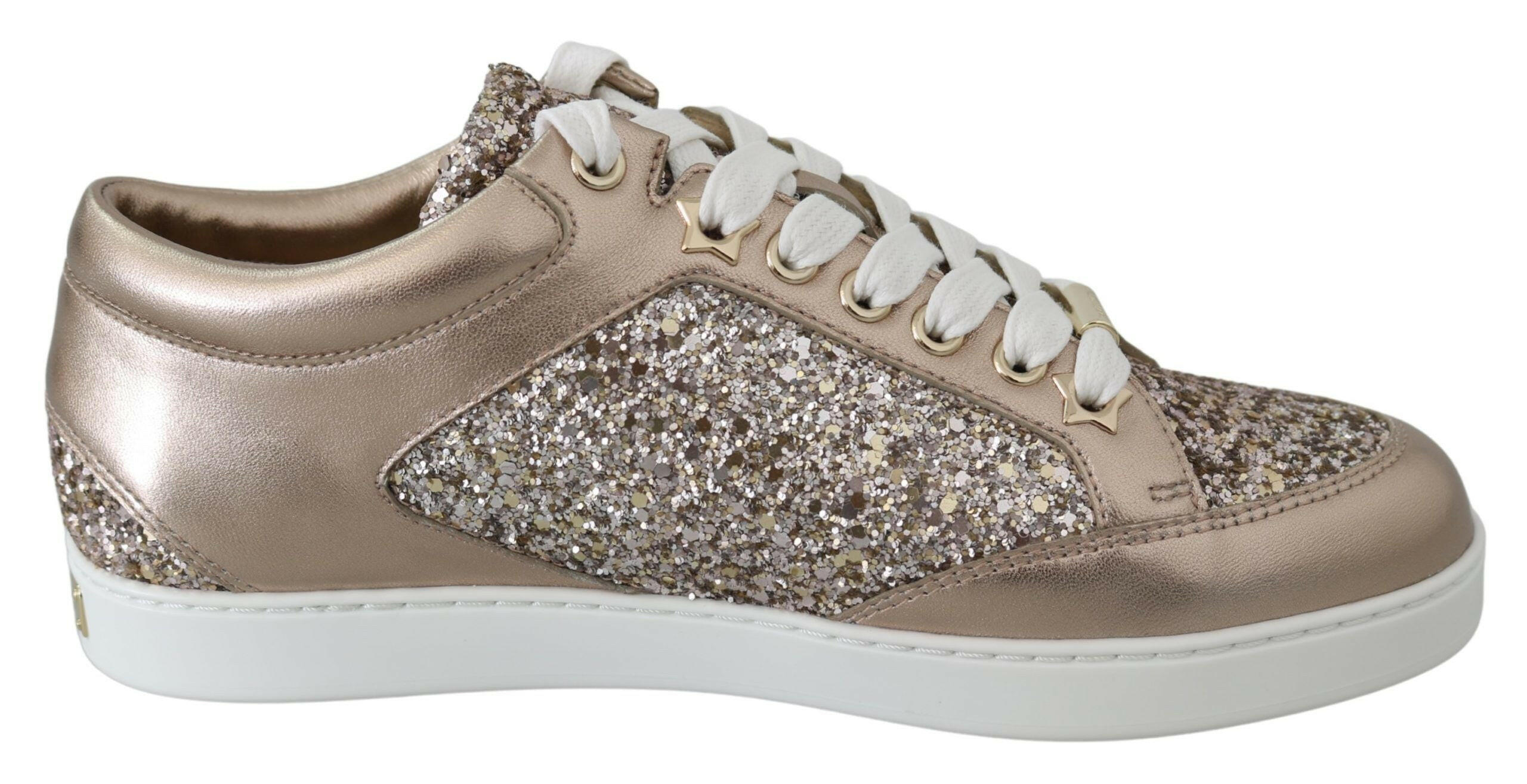 Jimmy Choo Ballet Pink Glitter Leather Sneakers -   -  Jimmy Choo.