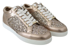 Jimmy Choo Ballet Pink Glitter Leather Sneakers -   -  Jimmy Choo.