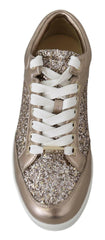 Jimmy Choo Ballet Pink Glitter Leather Sneakers -   -  Jimmy Choo.