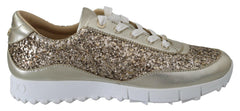 Jimmy Choo Antique Gold Glitter Leather Sneakers -   -  Jimmy Choo.