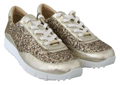 Jimmy Choo Antique Gold Glitter Leather Sneakers -   -  Jimmy Choo.
