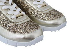 Jimmy Choo Antique Gold Glitter Leather Sneakers -   -  Jimmy Choo.
