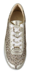 Jimmy Choo Antique Gold Glitter Leather Sneakers -   -  Jimmy Choo.