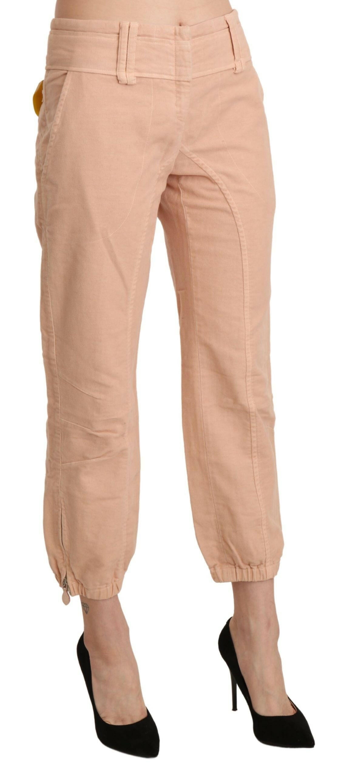 Ermanno Scervino Beige Mid Waist Cropped Cotton Trouser Pants -   -  Ermanno Scervino. Ermanno Scervino Beige Mid Waist Cropped Cotton Trouser Pants -   -  Ermanno Scervino.