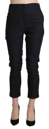 Ermanno Scervino Black High Waist Capri Cropped Cotton Pants -   -  Ermanno Scervino.