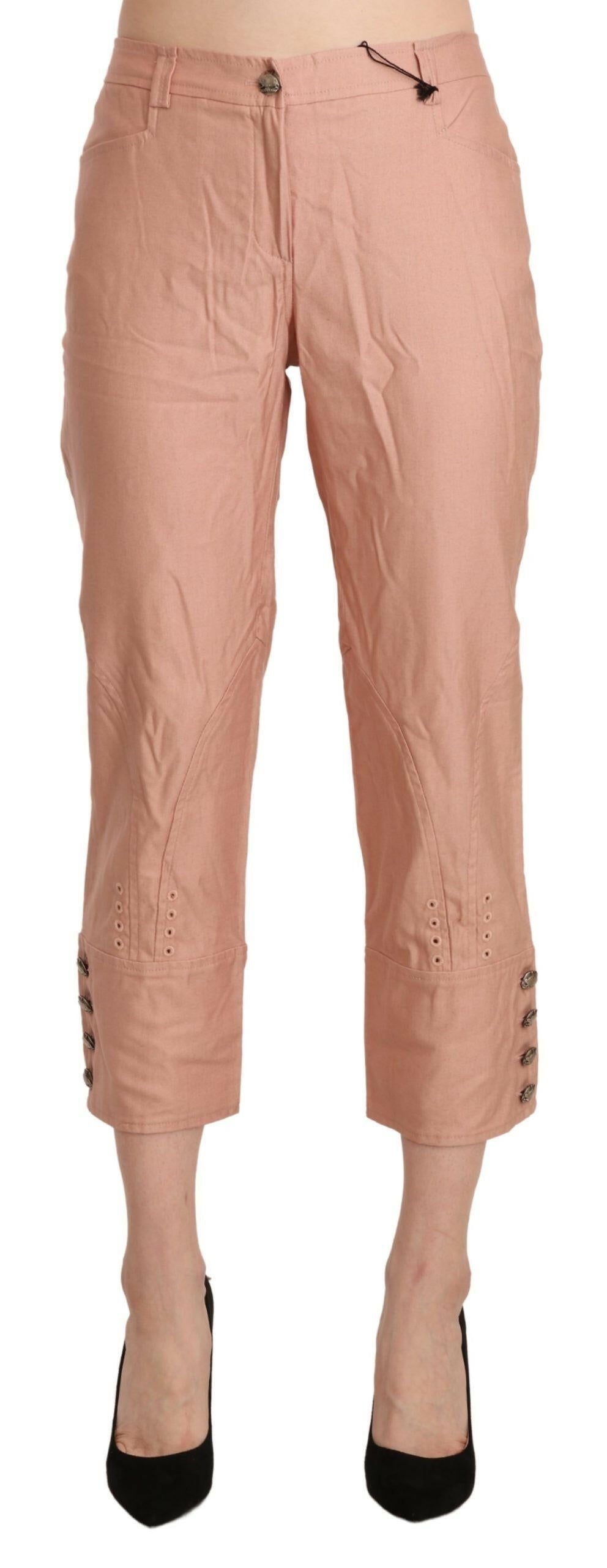 Ermanno Scervino Cotton Pink High Waist Cropped Trouser Pants - - Ermanno Scervino.