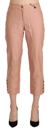 Ermanno Scervino Cotton Pink High Waist Cropped Trouser Pants -   -  Ermanno Scervino.