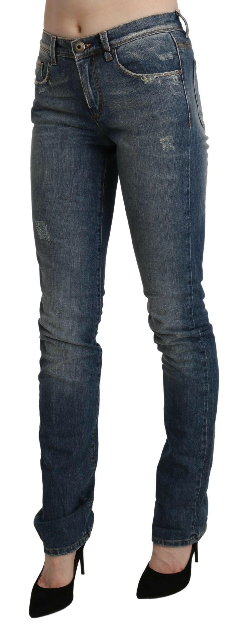 Ermanno Scervino Blue Washed Mid Waist Skinny Denim Jeans -   -  Ermanno Scervino. Ermanno Scervino Blue Washed Mid Waist Skinny Denim Jeans -   -  Ermanno Scervino.
