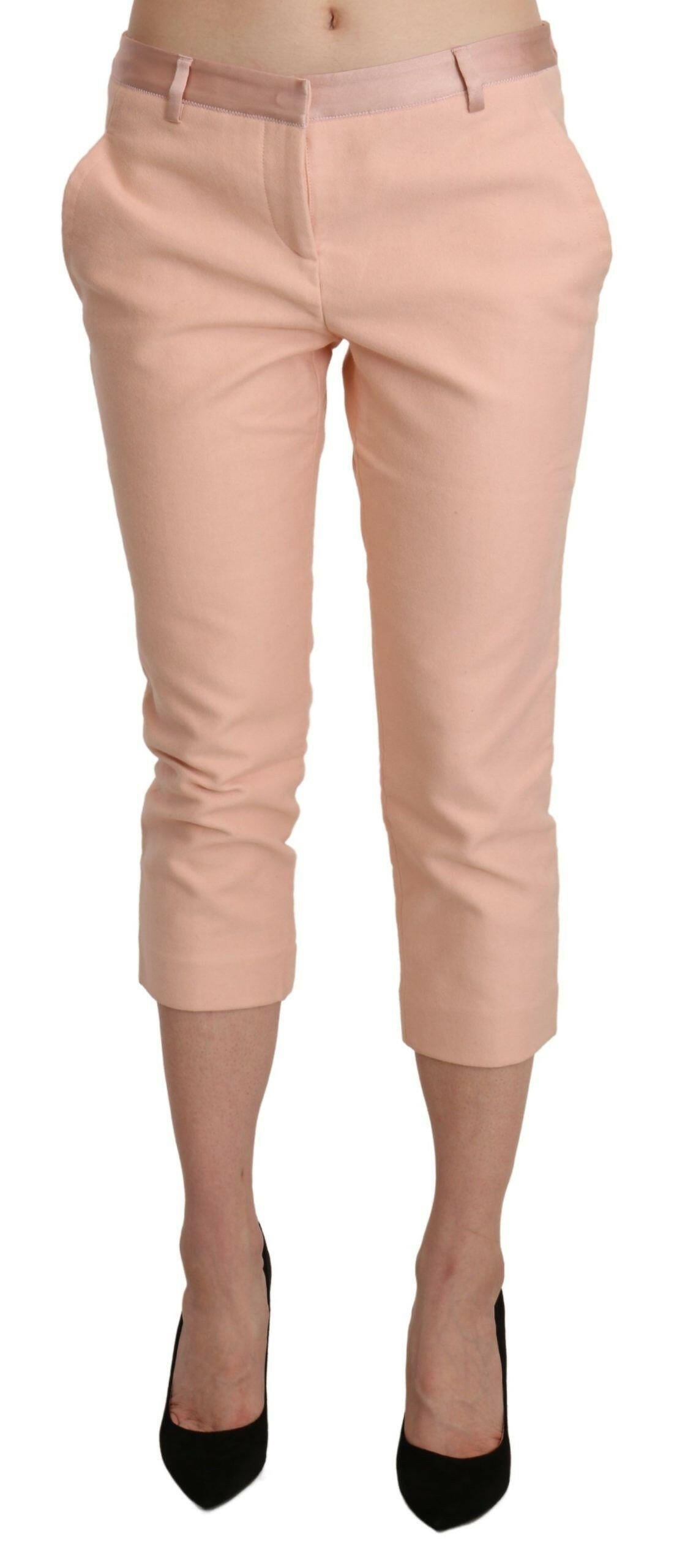 Ermanno Scervino Pink Low Waist Skinny Cropped Capri Pants - - Ermanno Scervino.