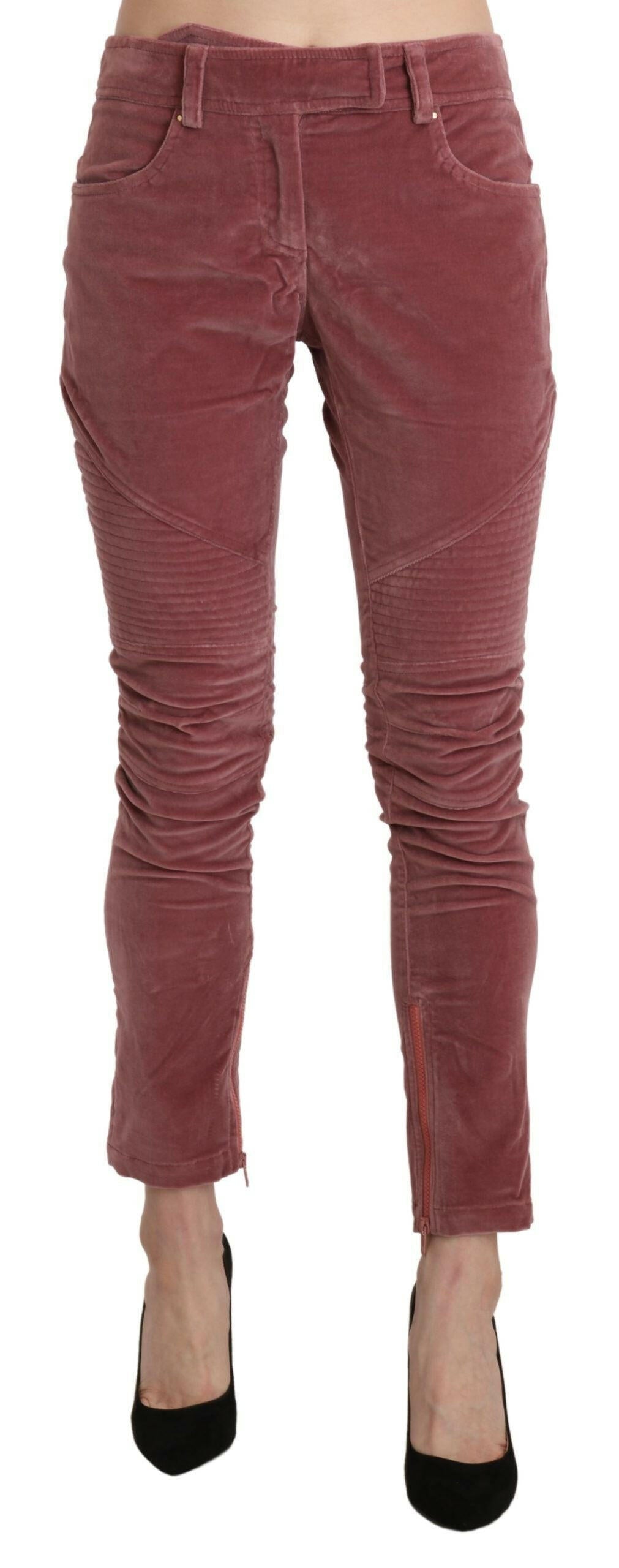 Ermanno Scervino Red Mid Waist Skinny Cotton Pants -   -  Ermanno Scervino.