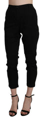 Acht Black High Waist Skinny Cropped Cotton Capri Pant -   -  Acht.
