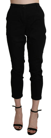 Acht Black High Waist Skinny Cropped Cotton Capri Pant -   -  Acht.