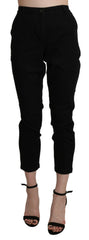 Acht Black High Waist Skinny Cropped Cotton Capri Pant -   -  Acht.