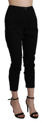 Acht Black High Waist Skinny Cropped Cotton Capri Pant -   -  Acht.