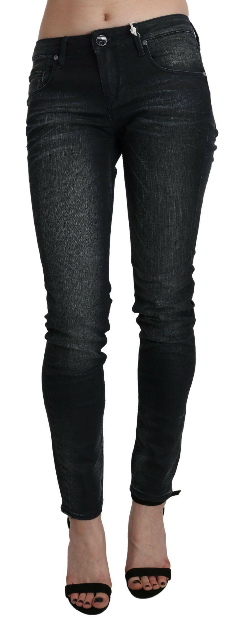 Acht Black Washed Low Waist Skinny Denim Trouser - - Acht.