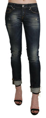 Acht Blue Washed Low Waist Skinny Cropped Denim Pant -   -  Acht.