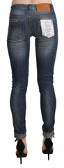 Acht Blue Washed Low Waist Skinny Cropped Denim Trouser -   -  Acht.