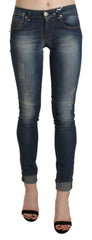 Acht Blue Washed Low Waist Skinny Cropped Denim Trouser -   -  Acht.