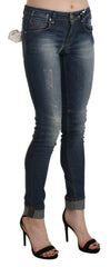 Acht Blue Washed Low Waist Skinny Cropped Denim Trouser -   -  Acht.