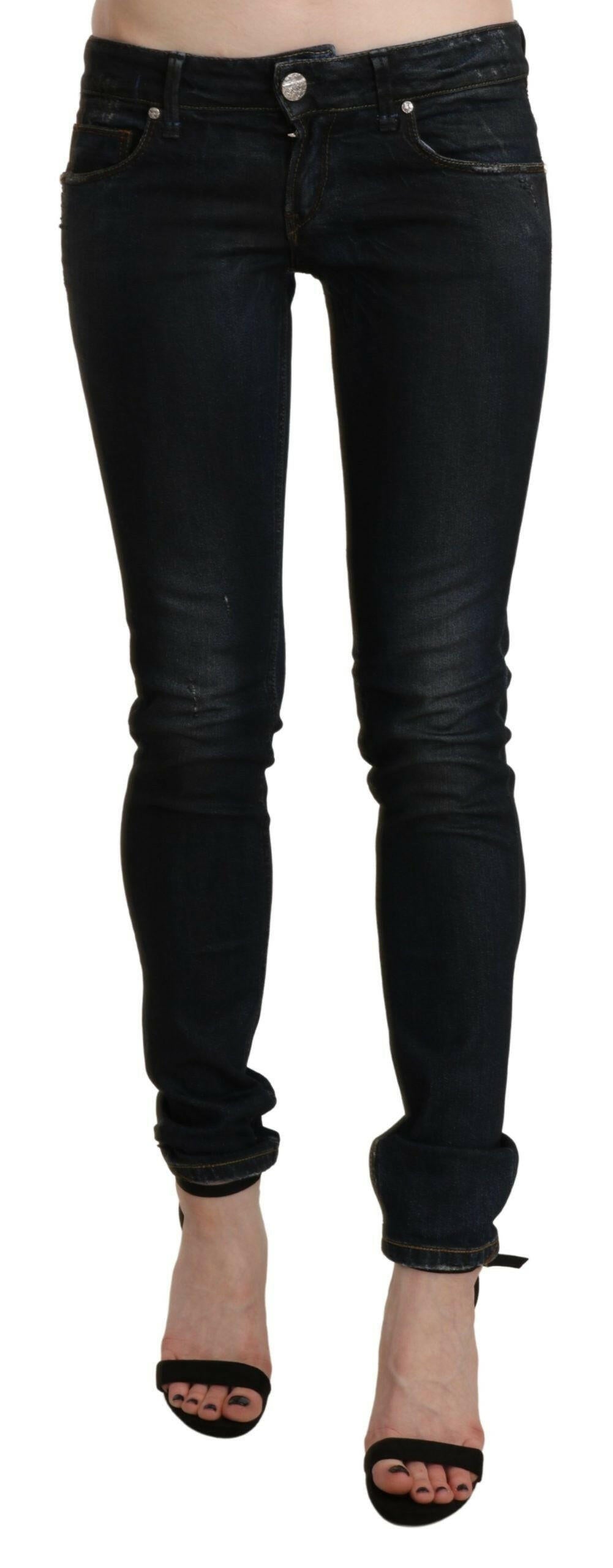 Acht Black Washed Low Waist Skinny Denim Jeans -   -  Acht.
