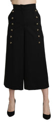 Dolce & Gabbana Black Wide Wool Leg Cropped Trouser Pant -   -  Dolce & Gabbana.