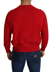 Billionaire Italian Couture Red V-neck Wool Sweatshirt Pullover Sweater -   -  Billionaire Italian Couture.