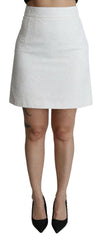 Dolce & Gabbana White Floral High Waist Mini Brocade Skirt -   -  Dolce & Gabbana.
