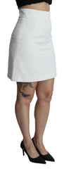 Dolce & Gabbana White Floral High Waist Mini Brocade Skirt -   -  Dolce & Gabbana.