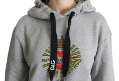 Dolce & Gabbana Gray Printed Hooded Exclusive Logo Sweater -   -  Dolce & Gabbana.