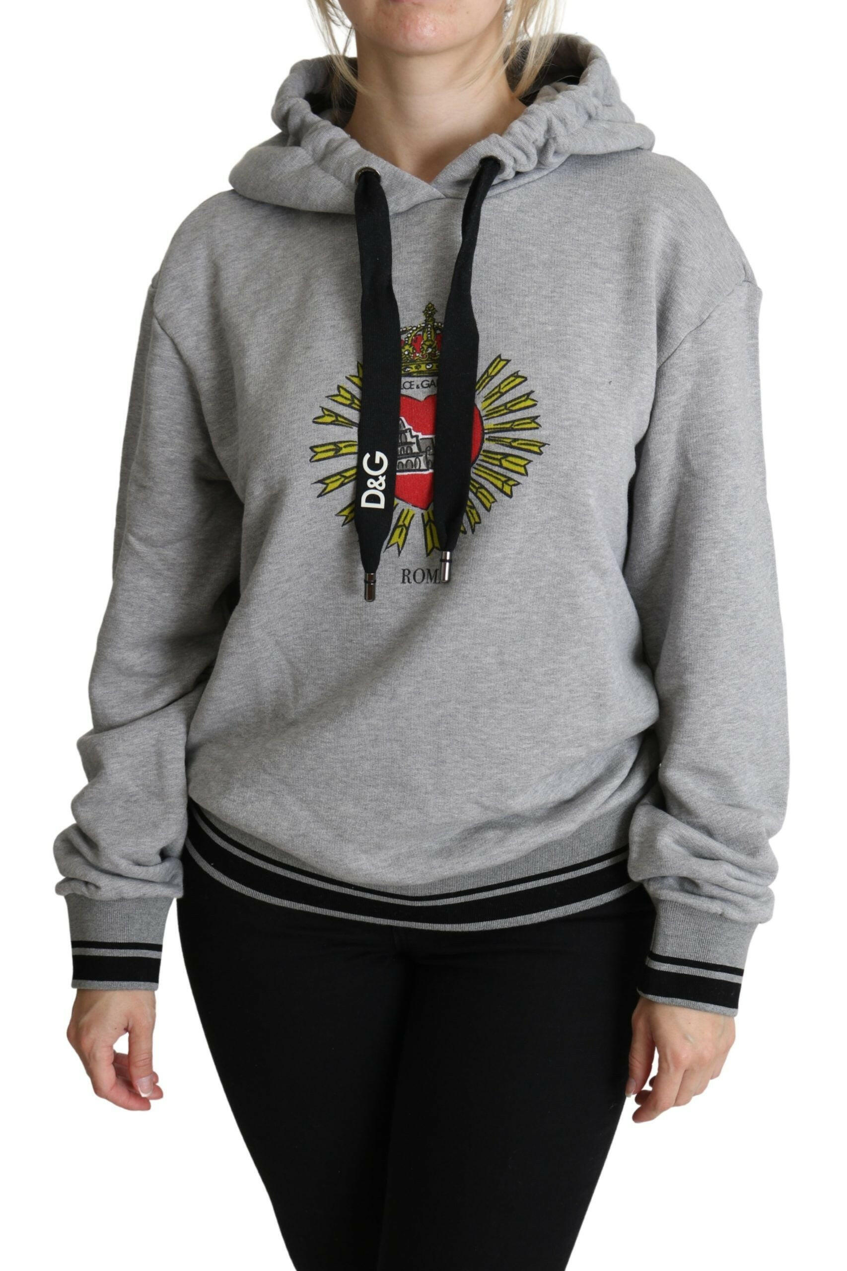 Dolce & Gabbana Gray Printed Hooded Exclusive Logo Sweater -   -  Dolce & Gabbana.