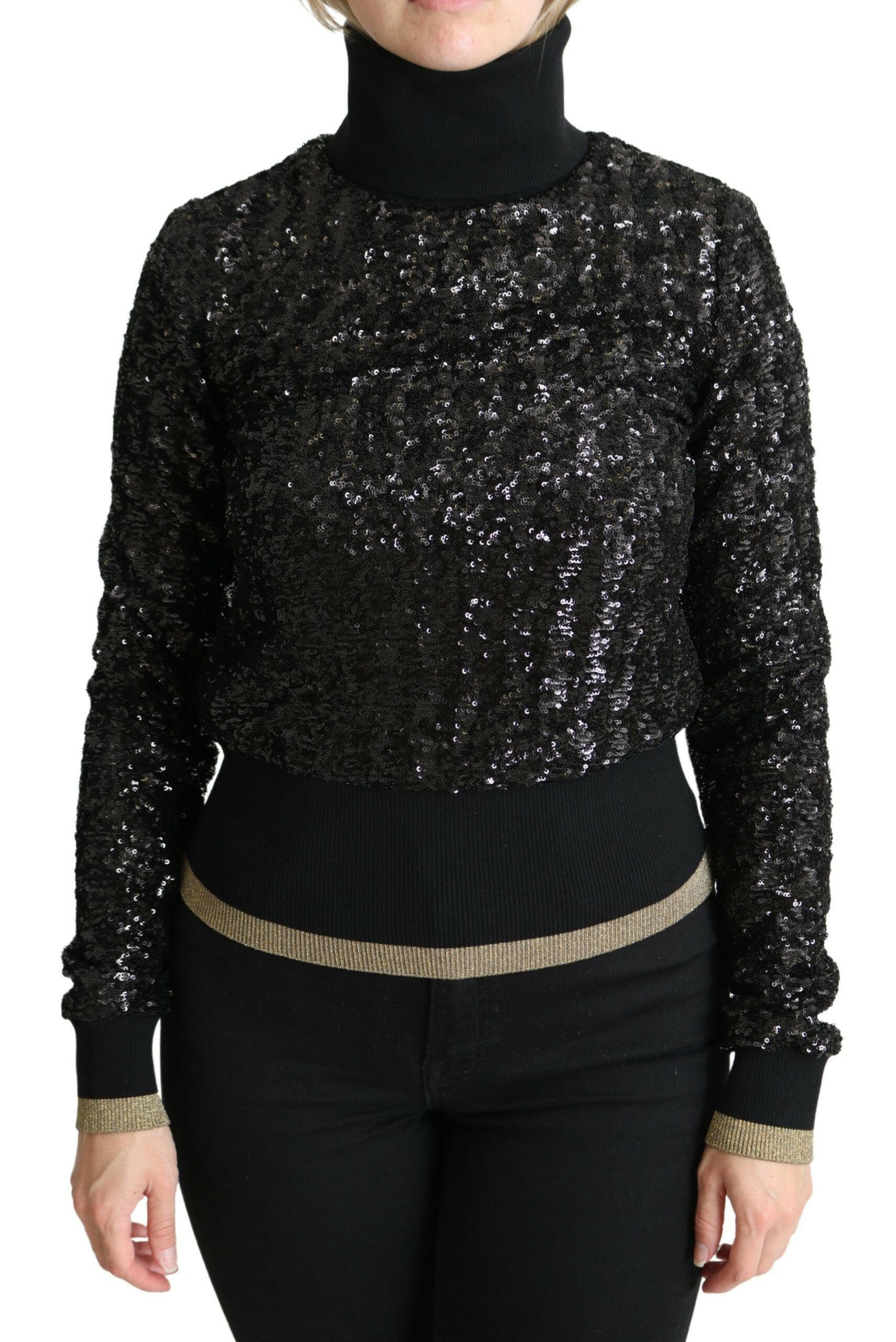 Dolce & Gabbana Black Sequined Knitted Turtle Neck Sweater -   -  Dolce & Gabbana.