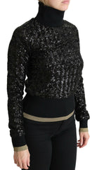 Dolce & Gabbana Black Sequined Knitted Turtle Neck Sweater -   -  Dolce & Gabbana.
