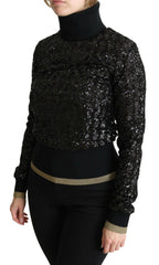 Dolce & Gabbana Black Sequined Knitted Turtle Neck Sweater -   -  Dolce & Gabbana.