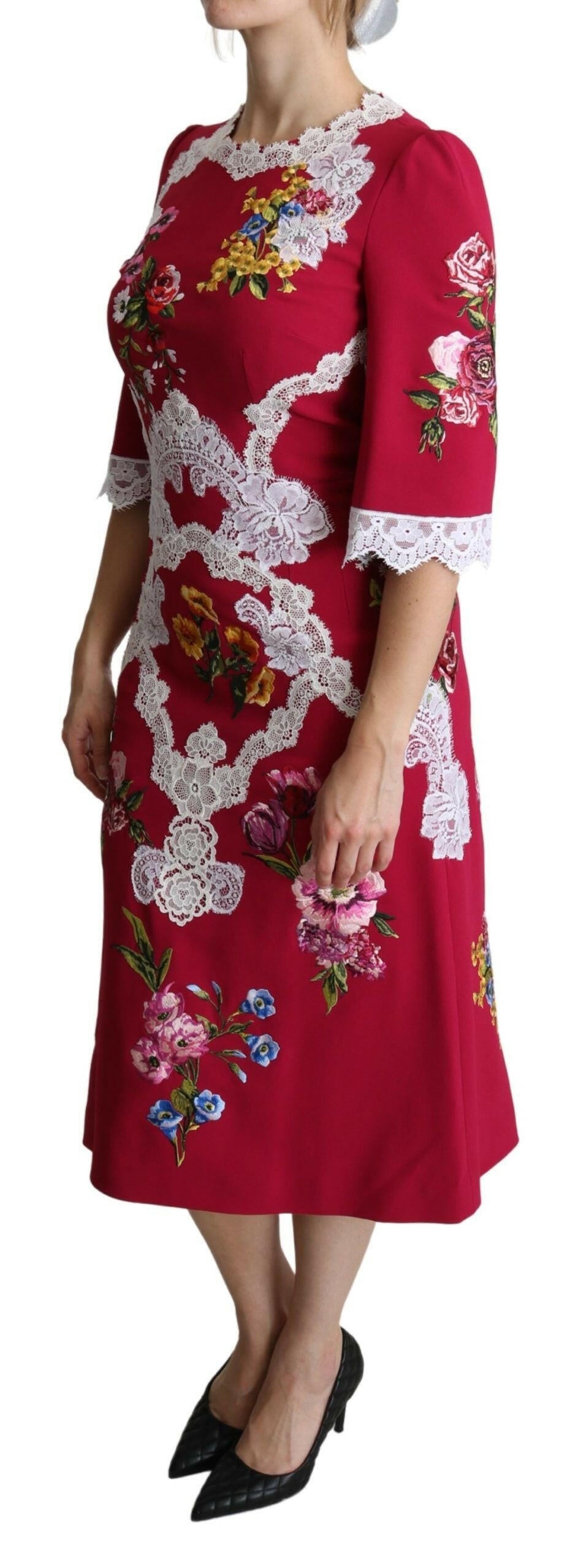 Dolce & Gabbana Red Floral Embroidered Sheath Midi Dress -   -  Dolce & Gabbana. Dolce & Gabbana Red Floral Embroidered Sheath Midi Dress -   -  Dolce & Gabbana.