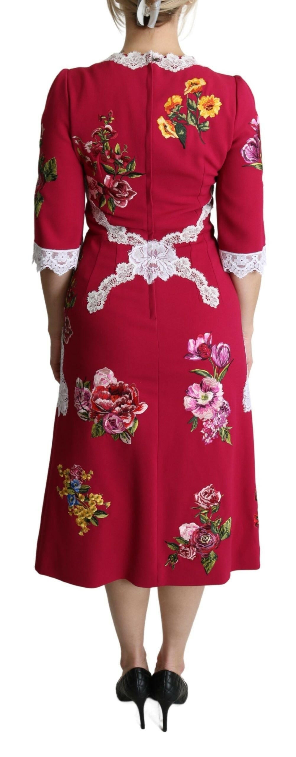 Dolce & Gabbana Red Floral Embroidered Sheath Midi Dress -   -  Dolce & Gabbana. Dolce & Gabbana Red Floral Embroidered Sheath Midi Dress -   -  Dolce & Gabbana.