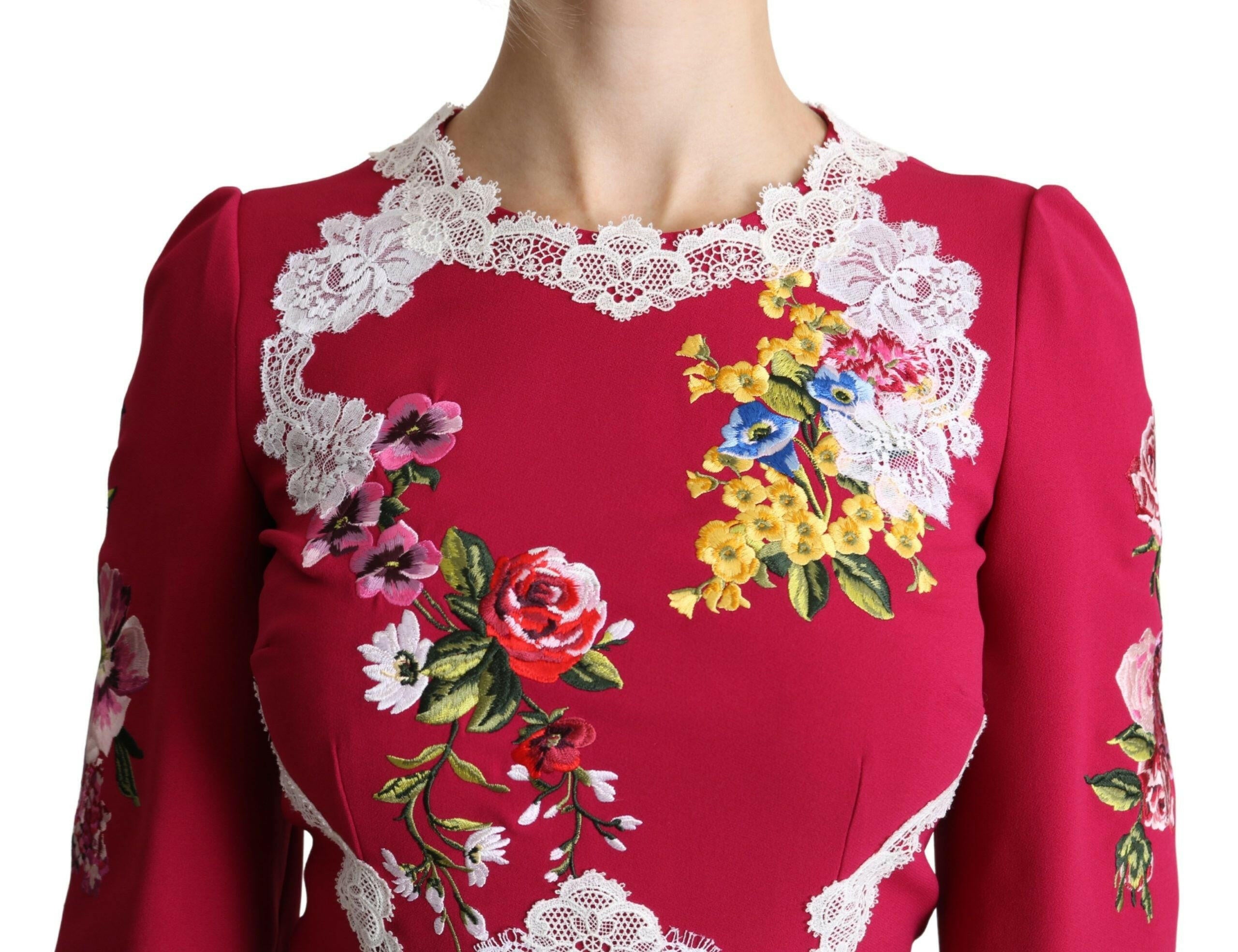 Dolce & Gabbana Red Floral Embroidered Sheath Midi Dress -   -  Dolce & Gabbana. Dolce & Gabbana Red Floral Embroidered Sheath Midi Dress -   -  Dolce & Gabbana.