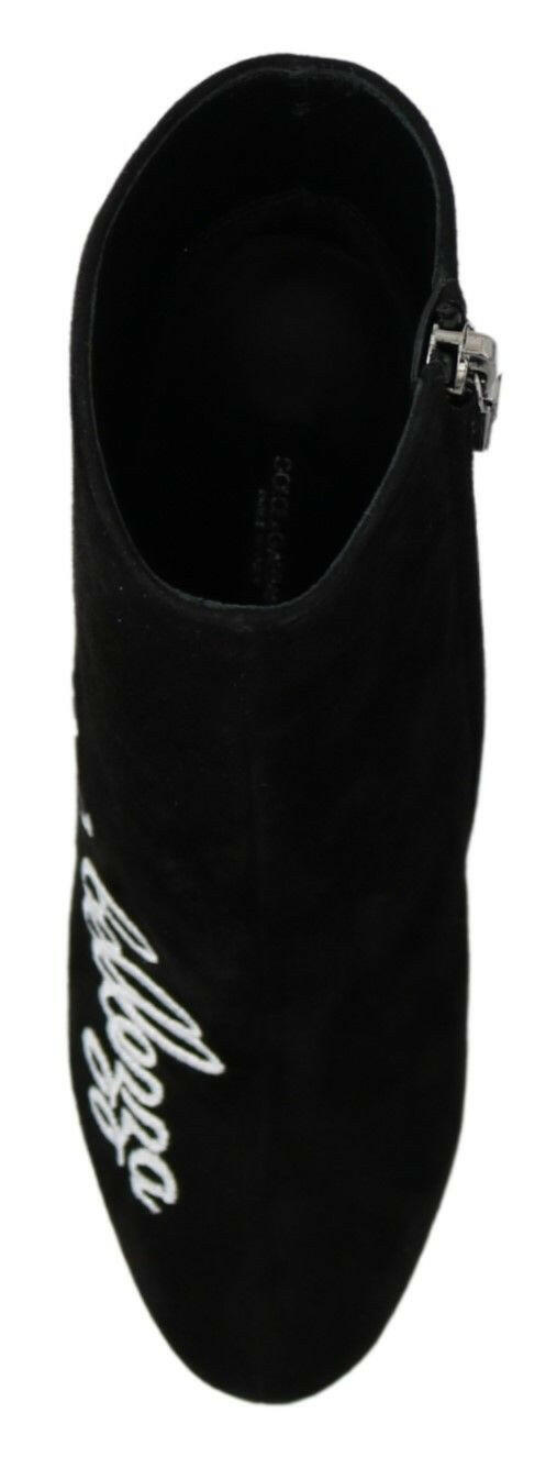 Dolce & Gabbana Black Suede L'Amore E'Bellezza Boots Shoes -   -  Dolce & Gabbana. Dolce & Gabbana Black Suede L'Amore E'Bellezza Boots Shoes -   -  Dolce & Gabbana.