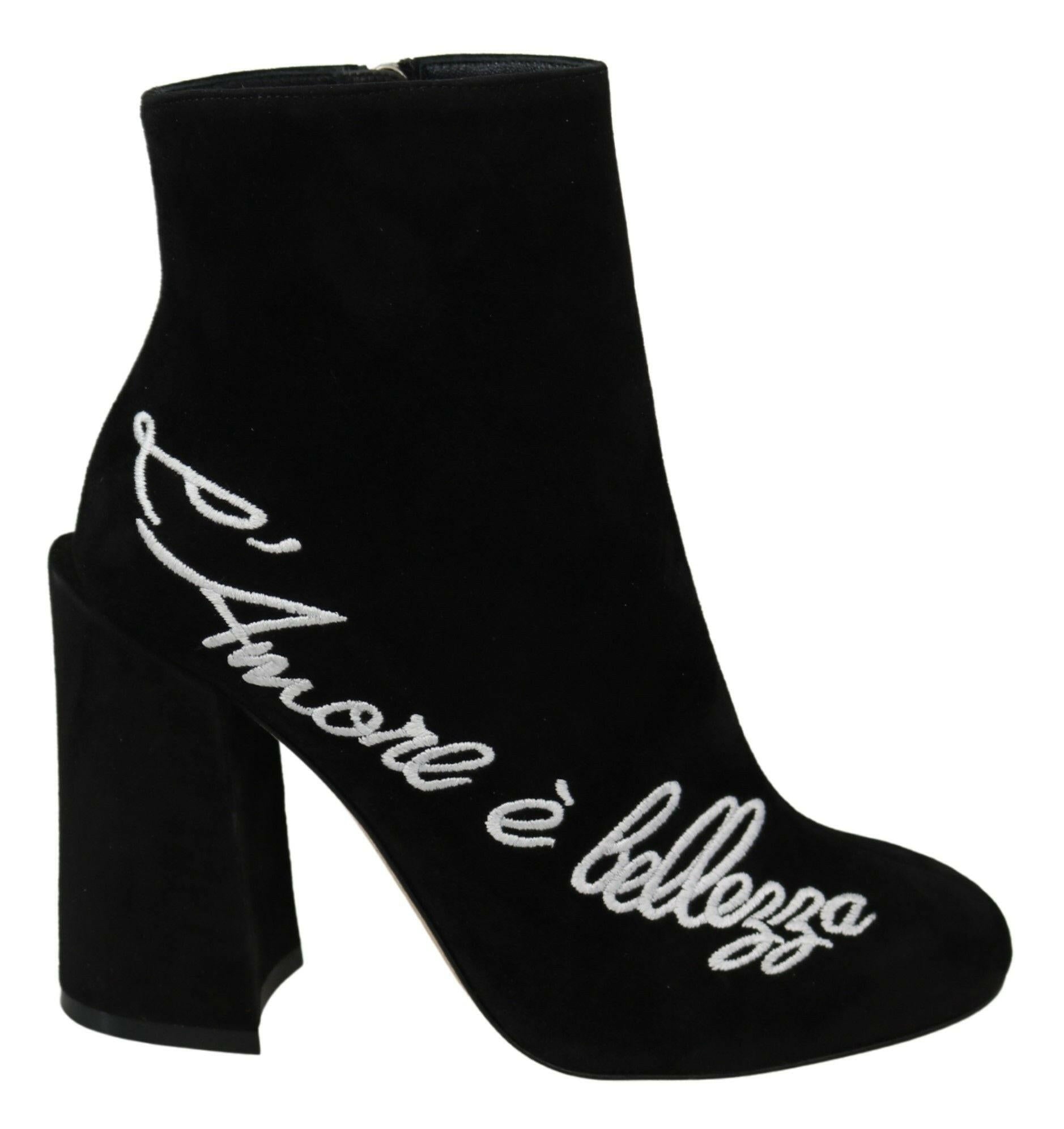 Dolce & Gabbana Black Suede L'Amore E'Bellezza Boots Shoes -   -  Dolce & Gabbana.