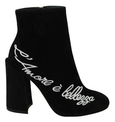 Dolce & Gabbana Black Suede L'Amore E'Bellezza Boots Shoes -   -  Dolce & Gabbana.