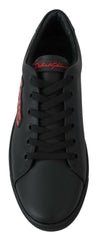 Dolce & Gabbana Black Leather Love Heart Sneakers Womens Shoes -   -  Dolce & Gabbana.