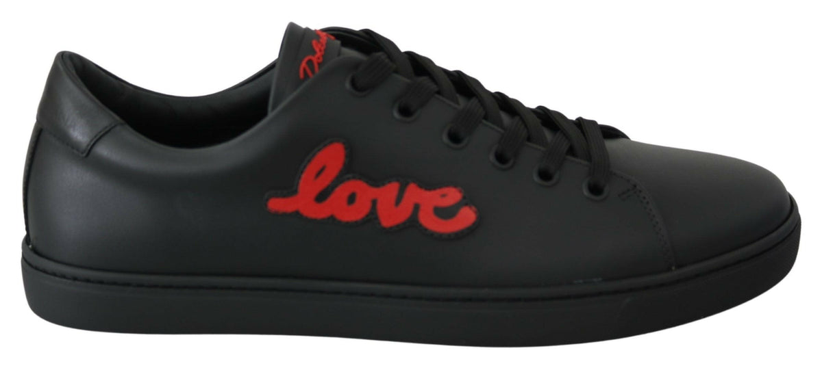 Dolce & Gabbana Black Leather Love Heart Sneakers Womens Shoes -   -  Dolce & Gabbana.