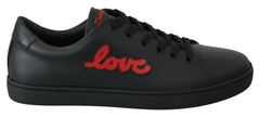 Dolce & Gabbana Black Leather Love Heart Sneakers Womens Shoes -   -  Dolce & Gabbana.