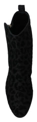 Dolce & Gabbana Black Leopard Short Boots Zipper Shoes -   -  Dolce & Gabbana.
