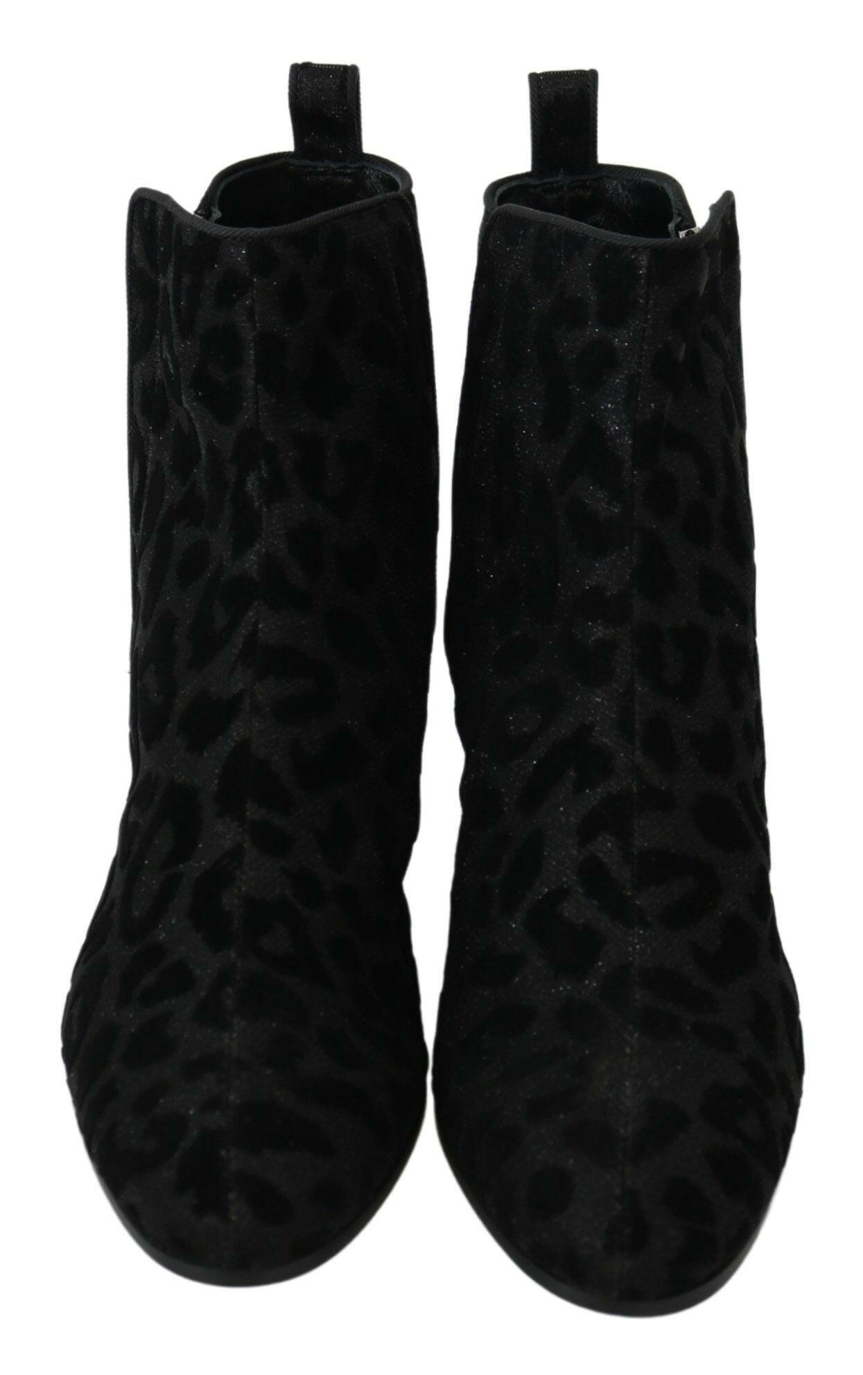 Dolce & Gabbana Black Leopard Short Boots Zipper Shoes -   -  Dolce & Gabbana. Dolce & Gabbana Black Leopard Short Boots Zipper Shoes -   -  Dolce & Gabbana.